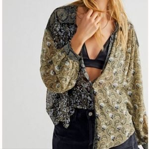 EUC Free People Dani Button-down Army Combo M